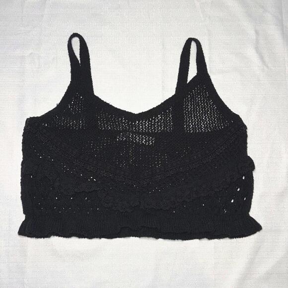 Zara Tops - Zara Crochet Ruffle Crop Top Bralette Boho Grunge Indie‎ Emo Lace Open Weave
